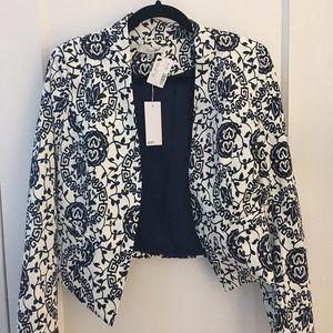White and Navy patterned Blazer